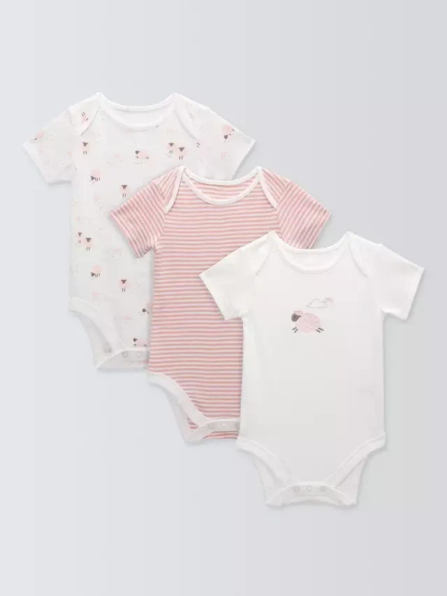 Боди в виде овечек, комплект из 3 штук, розовые John Lewis