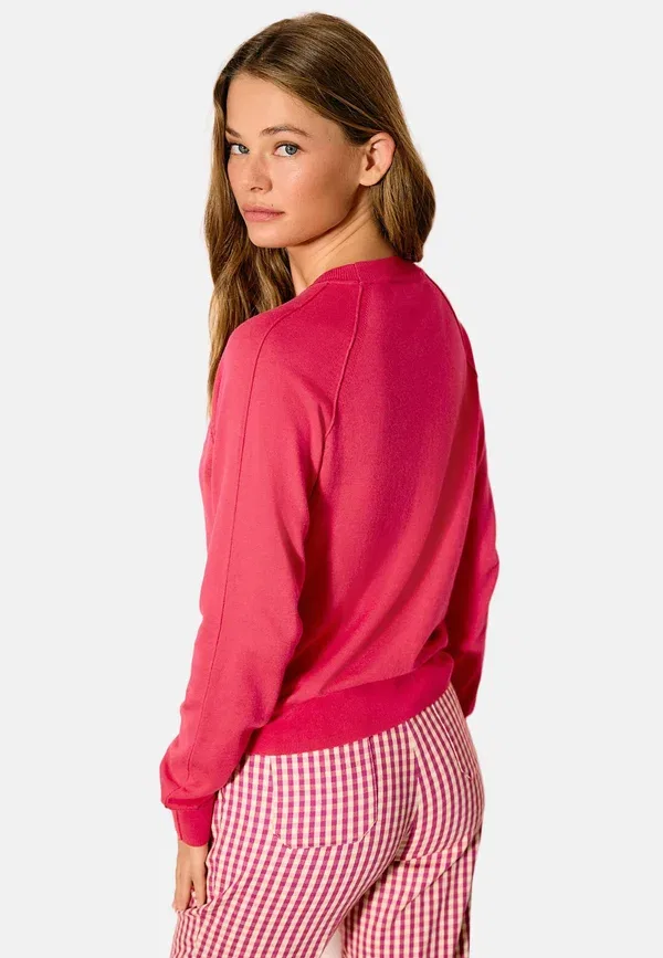 Джемпер Regular fit soft touch crew neck Next, ярко-розовый с вышивкой в виде сердца — фото 2