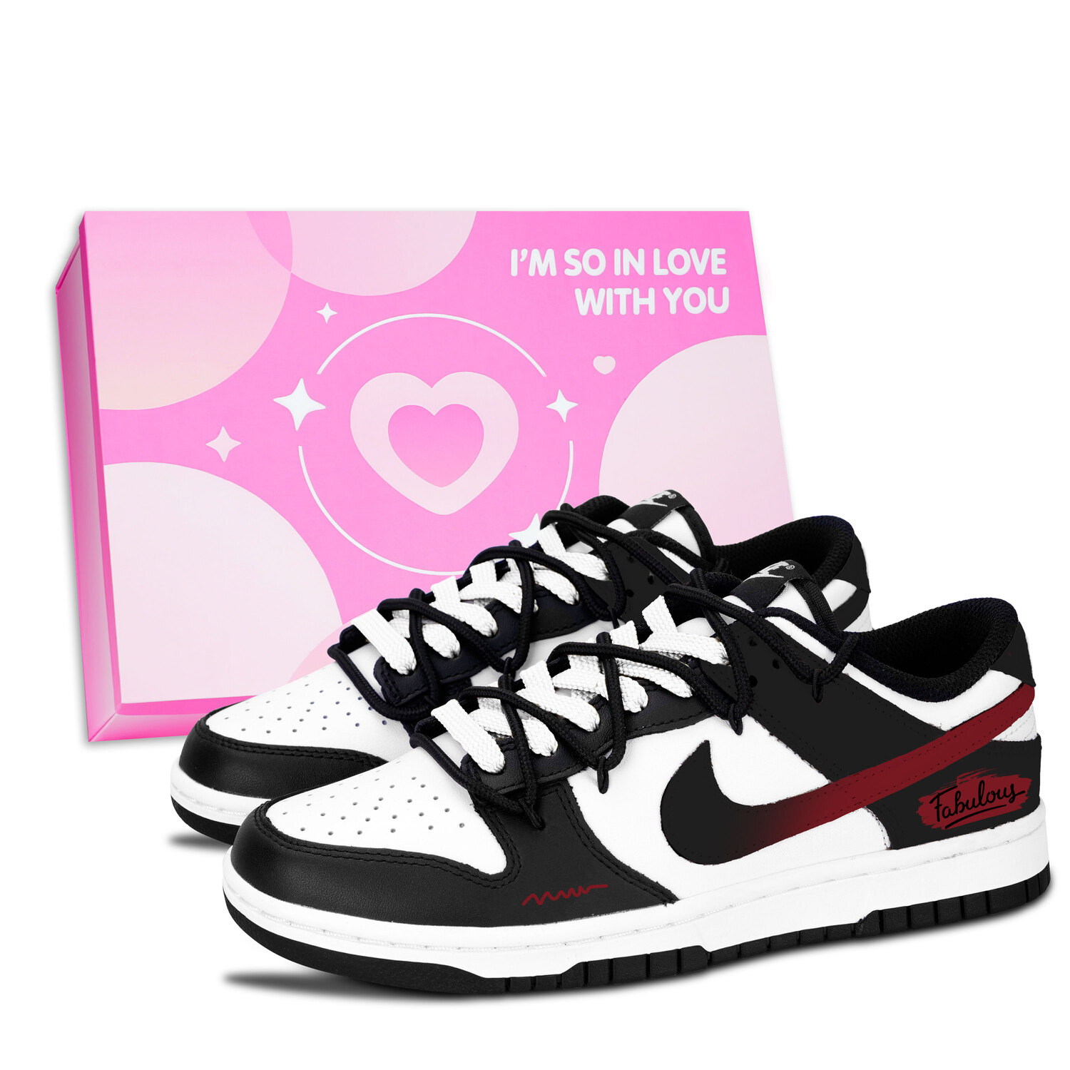 

Nike Dunk Black White, Black Crimson Radiance Abrasion Resistant Low top Skateboard Shoes Unisex Red