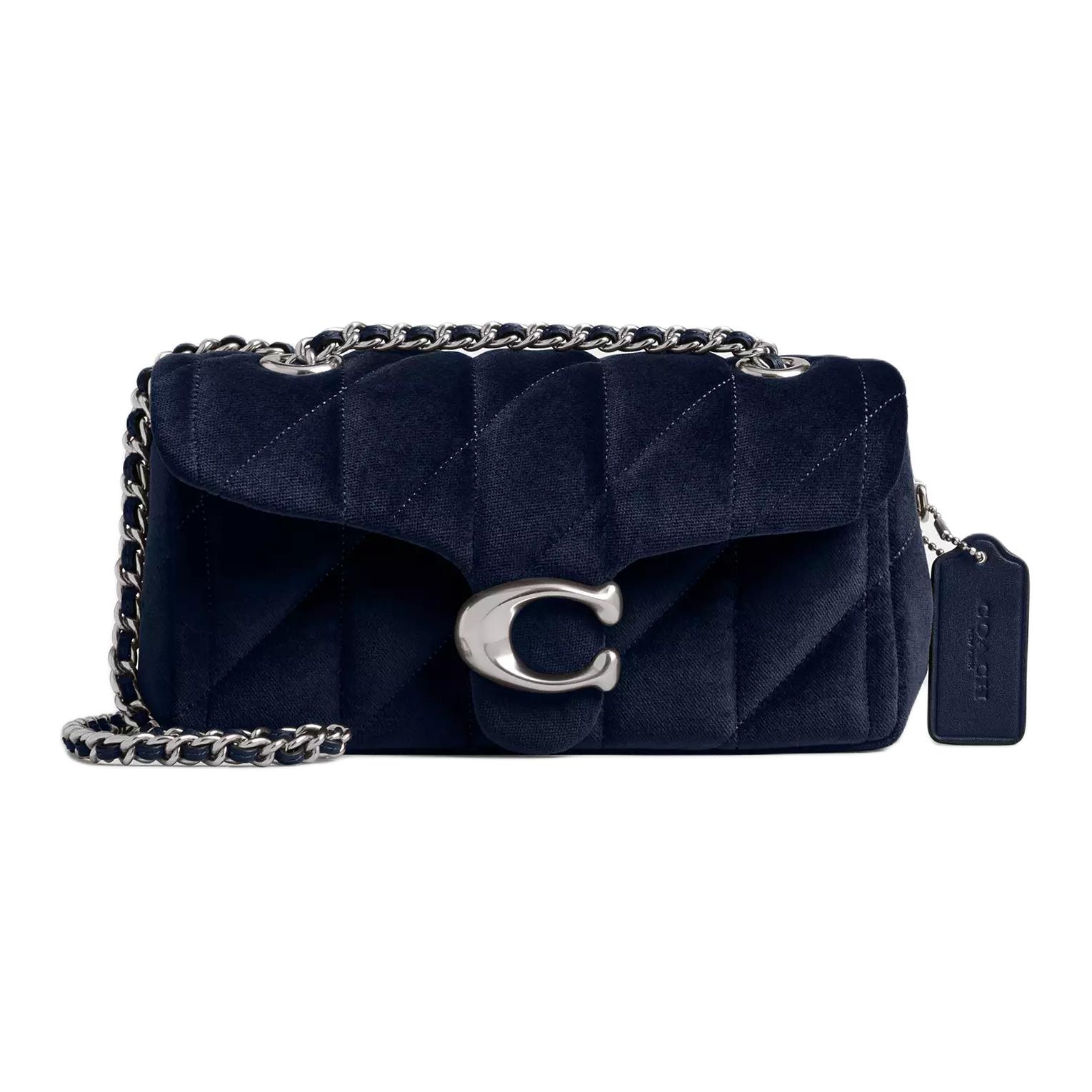 

Бархатная мини-сумка через плечо, женская синяя COACH