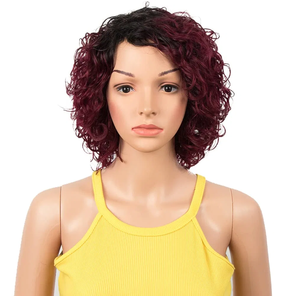 Женский короткий парик-каре с челкой из натуральных волос 25 см Ombre Red Début, Ombre Red