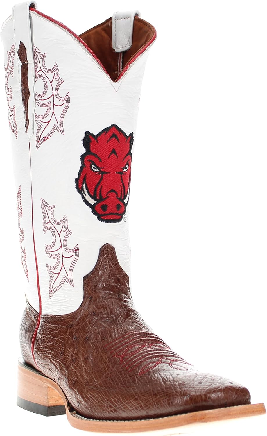 

Мужские ковбойские сапоги Vaccari Brooks из гладкой страусовой кожи с вышивкой NCAA Athletics в стиле вестерн, 10 Broad Square Arkansas Razorbacks