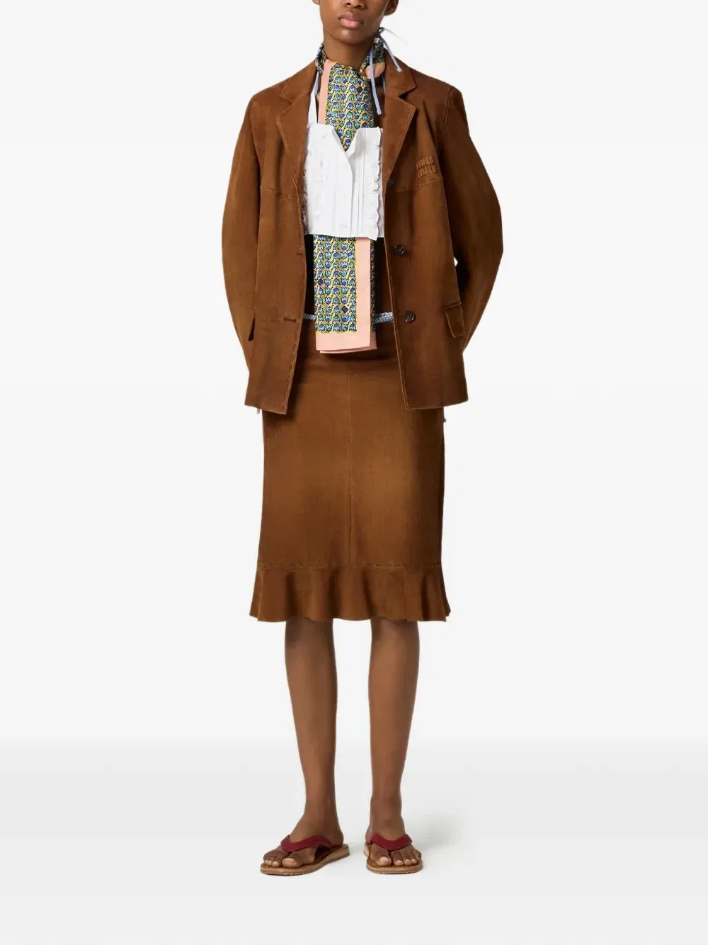 Укороченный топ из поплина MIU MIU, белый