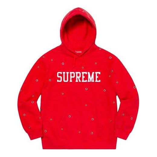 

Толстовка eyelet hooded sweatshirt 'red white' Supreme, красный