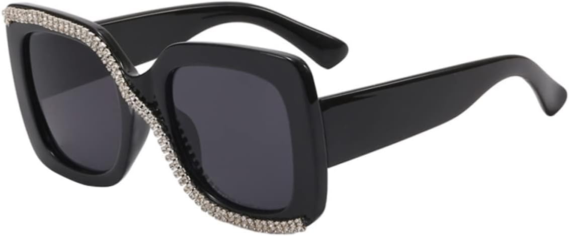 

Квадратные солнцезащитные очки для женщин в стиле ретро, ​​винтаж и шик, обеспечивающие защиту от солнца для круглого лица Gogogmee, Black oversized square sunglasses -Featuring simple shaped design