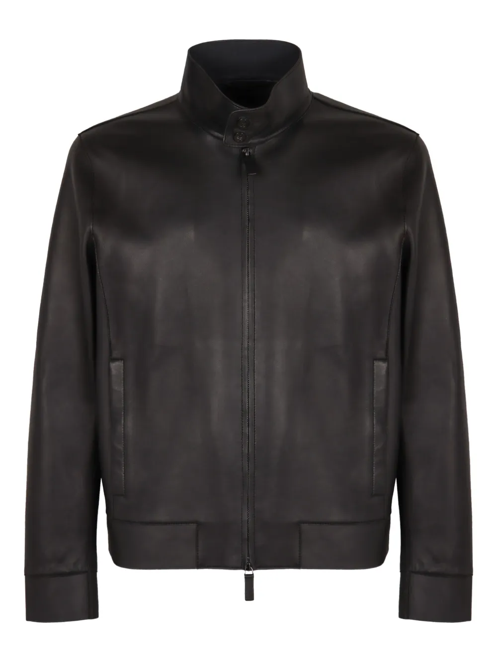 

Кожаная куртка на молнии EMPORIO ARMANI, черный