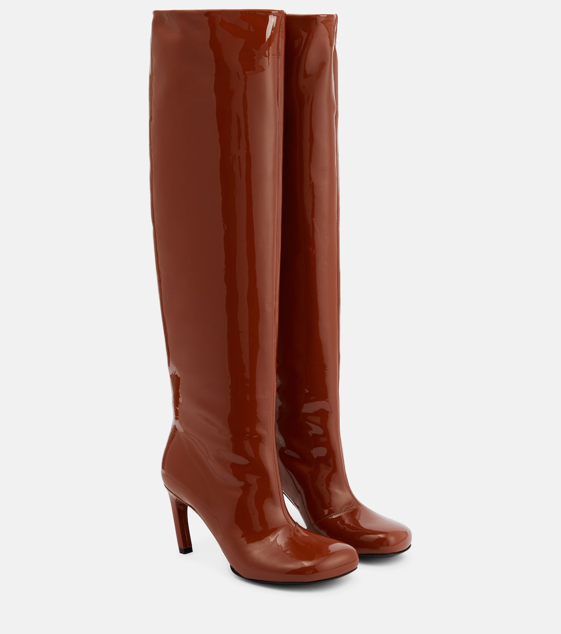 Сапоги из лакированной кожи до колена Dries Van Noten, Rust