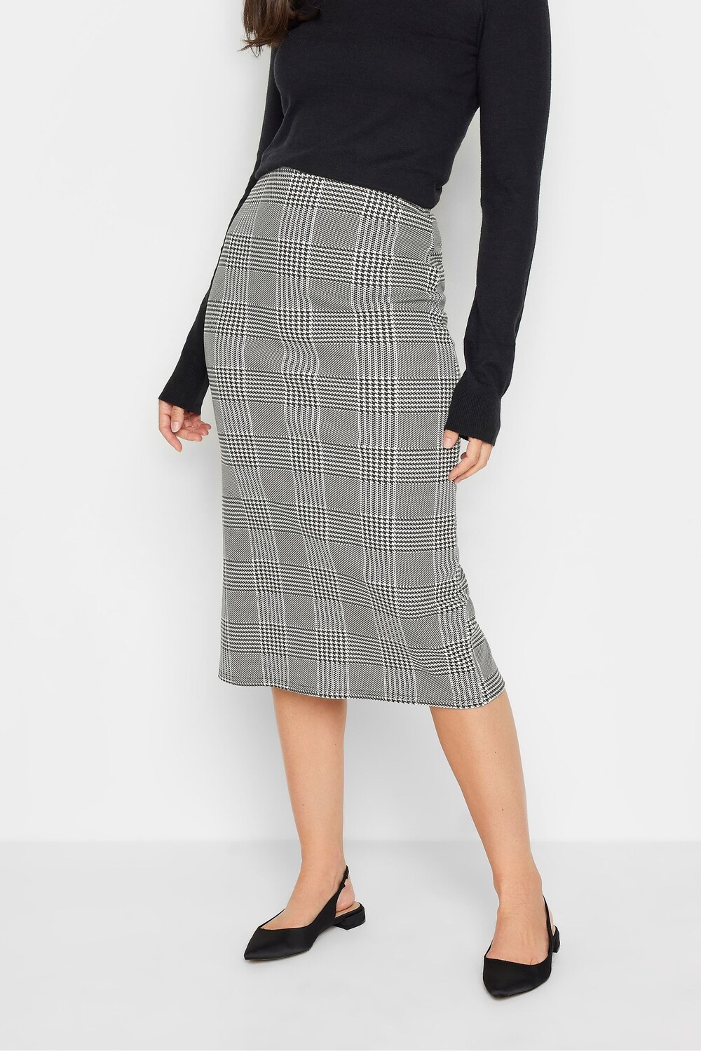 

Юбка миди в однотонную клетку Long Tall Sally, черный