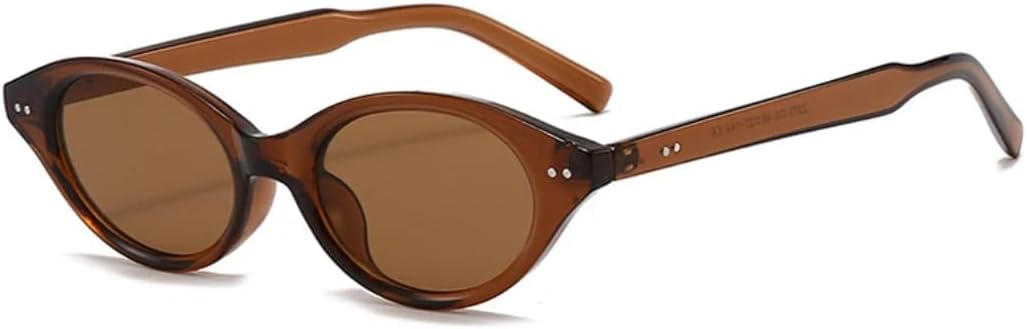 

Маленькие солнцезащитные очки «кошачий глаз» для женщин и мужчин, в стиле ретро, ​​с заклепками, с защитой от УФ-излучения UV400, модные овальные линзы UATXTAU, Brown Tea