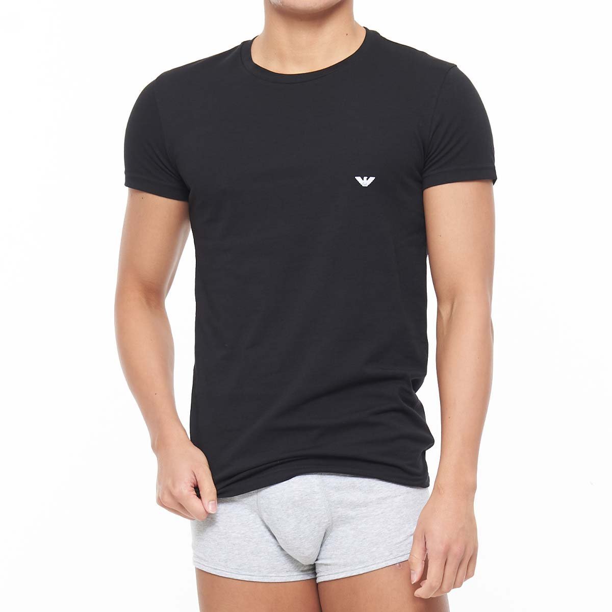 Мужская футболка Emporio Armani из эластичного хлопка с круглым вырезом и короткими рукавами, европейский размер. Emporio Armani, 98. Black