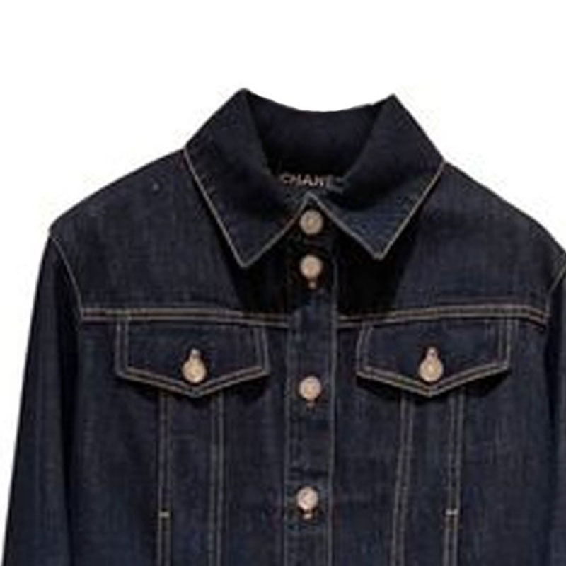 CHANEL Джинсовая куртка женская темно-синяя, Dark Blue — фото 4