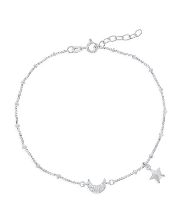 

Серебряный браслет на лодыжку с полумесяцем и звездами Simona, silver