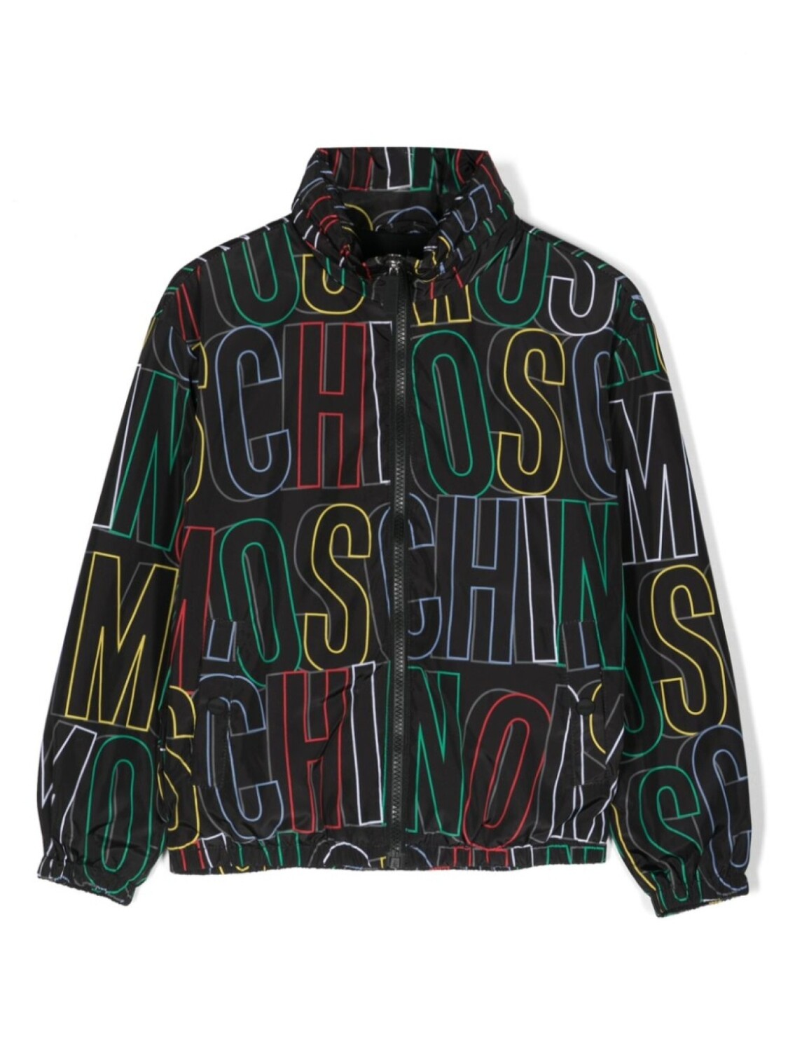 

Moschino Kids куртка с высоким воротником и логотипом, черный
