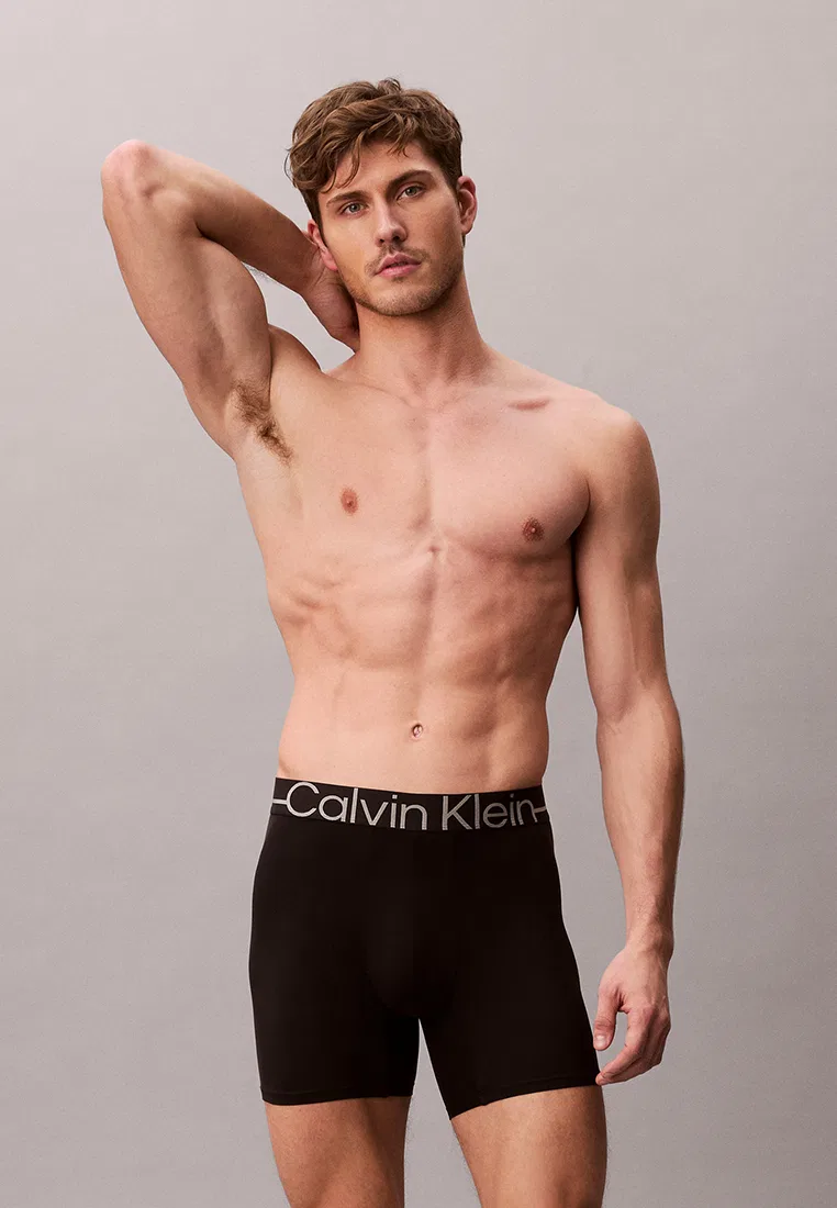 Трусы боксеры, микрофибра металлик, Calvin Klein, черный — фото 4
