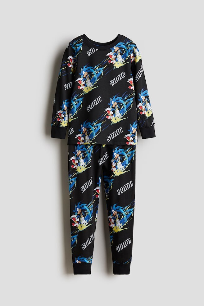 

Пижама из хлопкового джерси с принтом H&M, черный