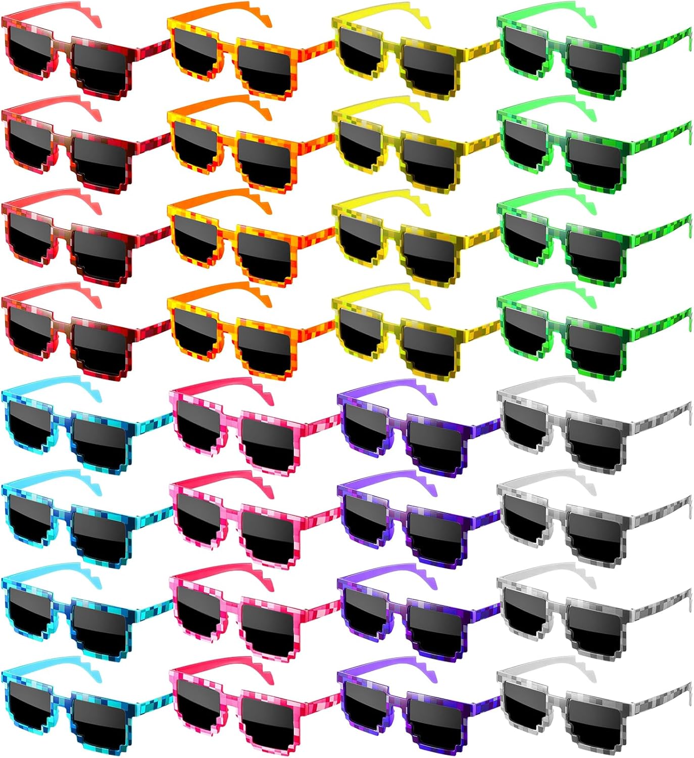 

Набор из 32 солнцезащитных очков Miner Pixel Party с 8-битной пиксельной мозаикой, геймерские очки для фотосессий MLG, для взрослых и подростков Matcheck, 32 Mixed Color