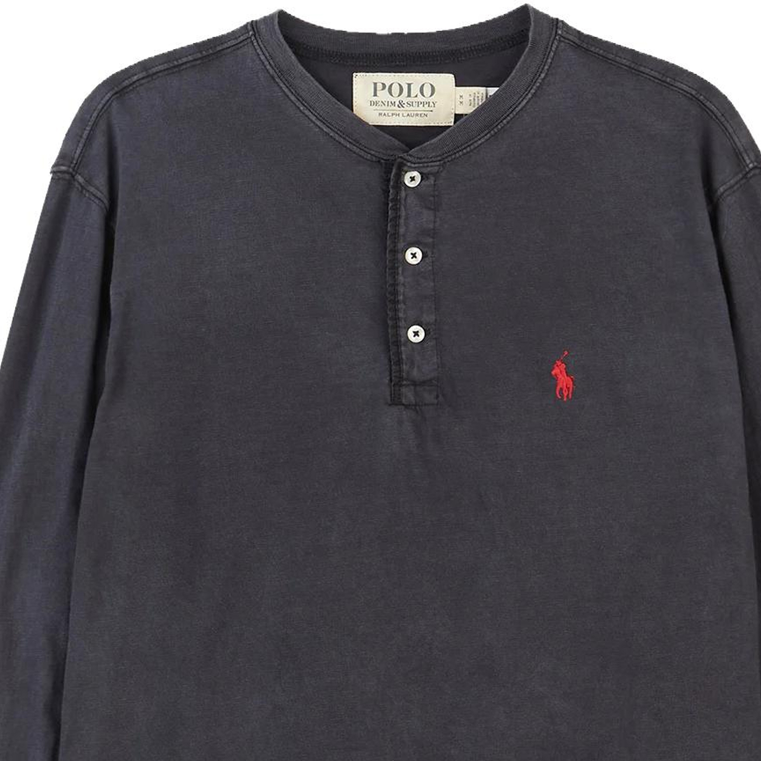 Лонгслив Polo Ralph Lauren Slub Jersey Henley, черный — фото 4