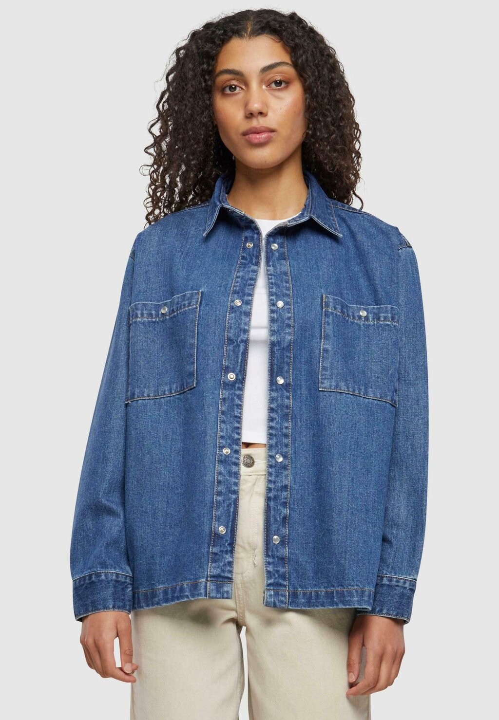 

Рубашка Urban Classics, цвет mid indigo washed