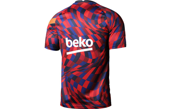 Спортивная футболка fc barcelona 20/21 pre match jersey 'red blue' Nike, красный — фото 2