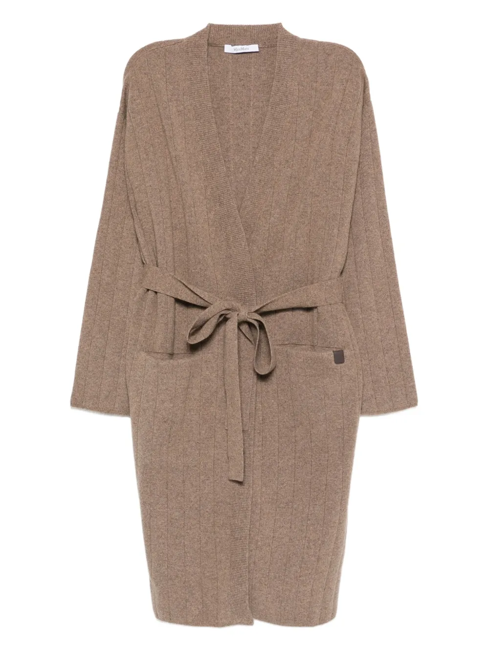 

Кардиган в рубчик с поясом MAX MARA, коричневый