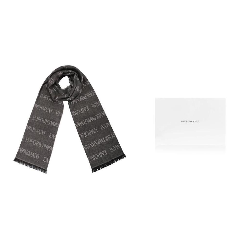 

Хлопковые вязаные шарфы мужские EMPORIO ARMANI, серый