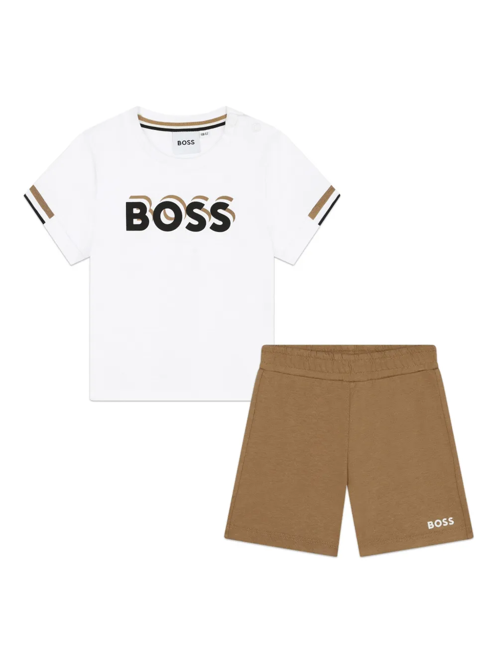 

Комплект из футболки и шортов с логотипом BOSS Kidswear, коричневый