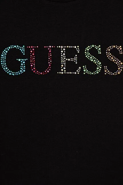 Футболка с коротким рукавом с логотипом и стразами Guess, черный — фото 3