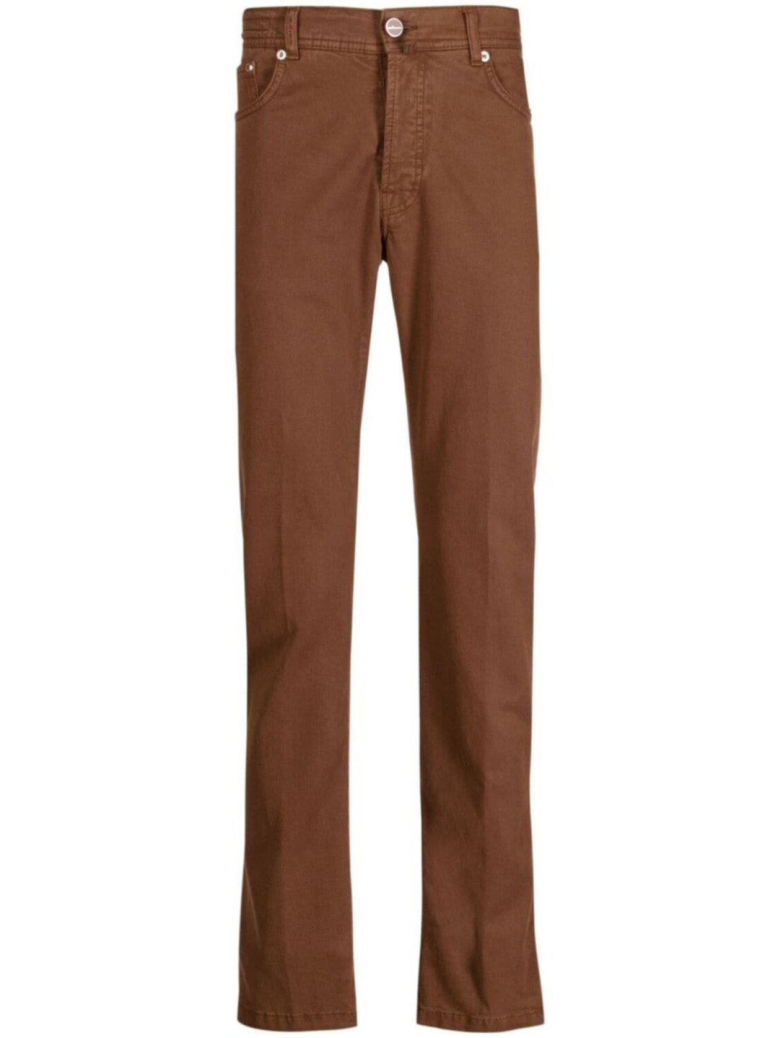 

Kiton прямые брюки с нашивкой-логотипом, коричневый