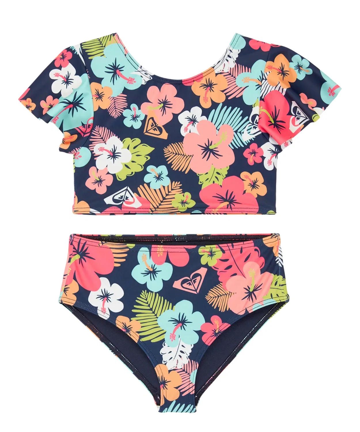 Купальник раздельный ROXY MORNING FLOWER CROP TOP SET для девочек, темно-синий — фото 2