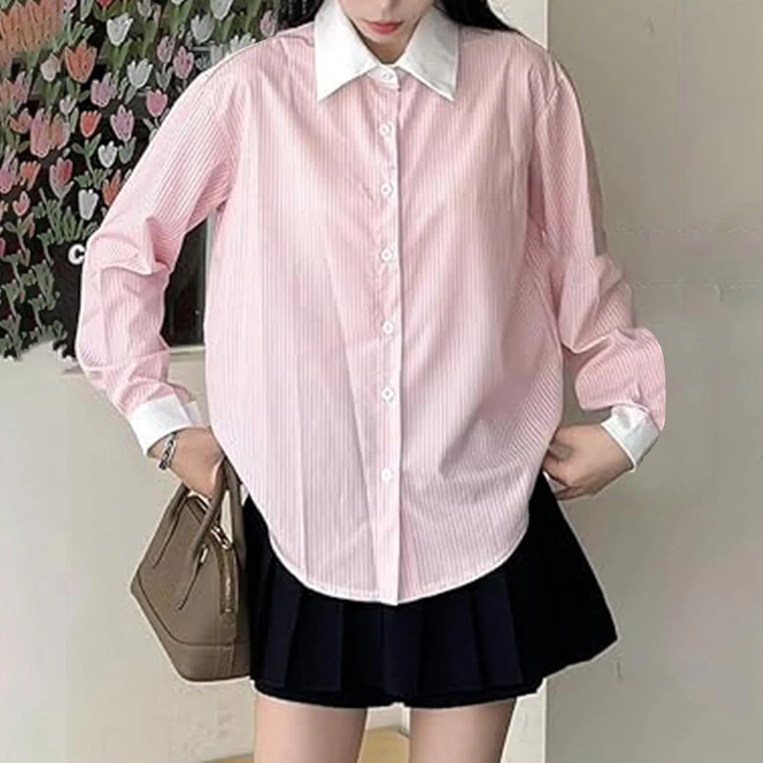 Блуза с длинным рукавом, полоска, красный — фото 3