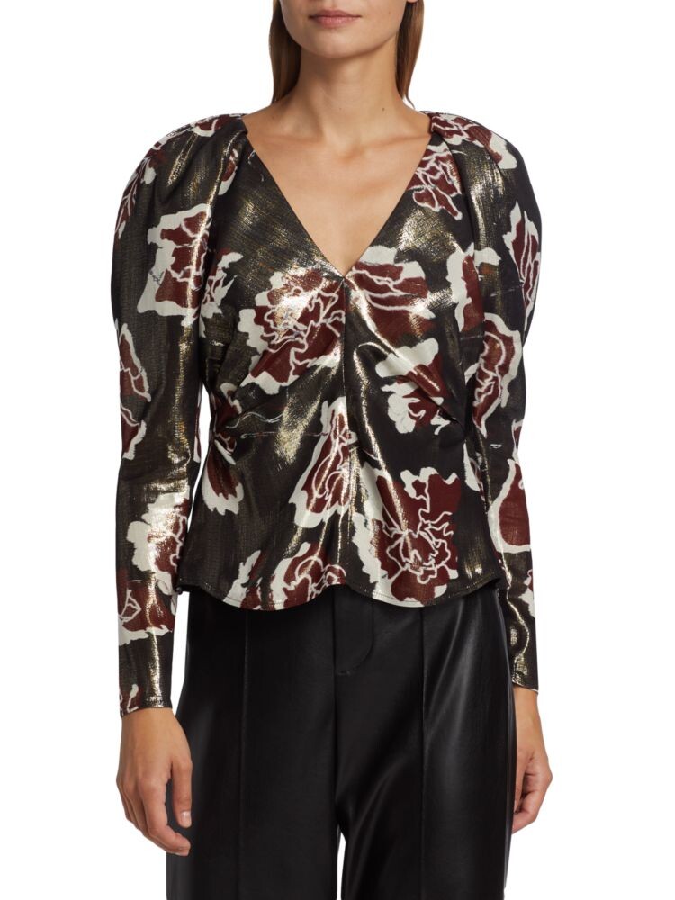 

Топ Cameron с блестящим цветочным принтом Tanya Taylor, цвет Black Multi