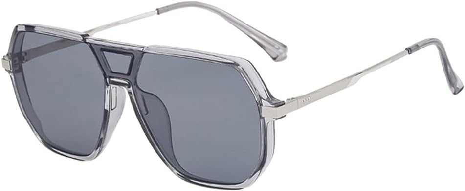 

Модные большие квадратные солнцезащитные очки для мужчин и женщин, цельные, нестандартной формы, металлические, в винтажном стиле, с защитой от УФ-излучения UV400 WNCKSQ, C2transparentgray