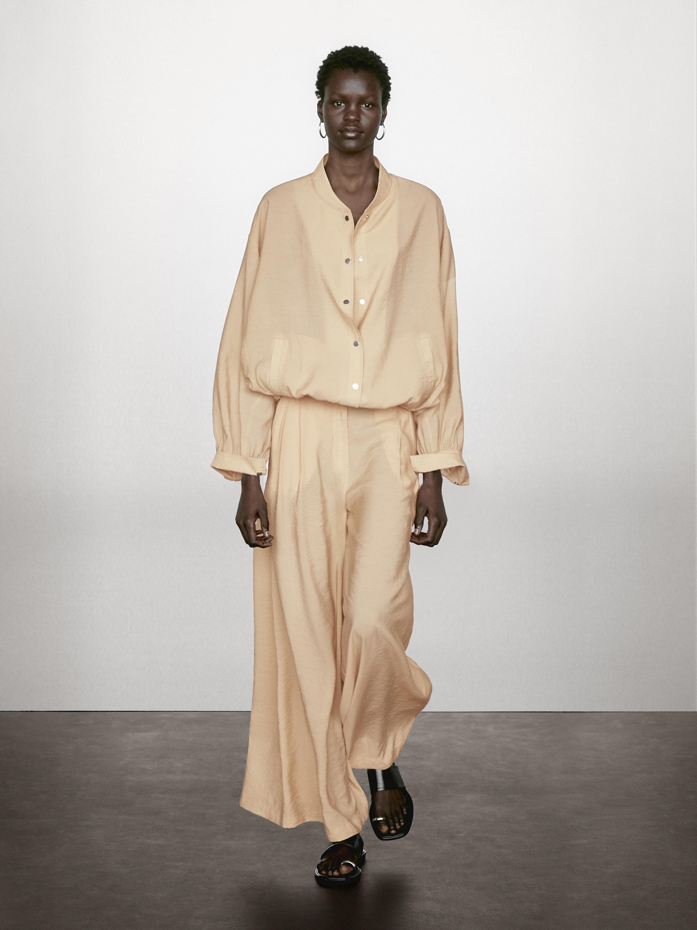 

Брюки-Палаццо с вытачками Massimo Dutti, бежевый