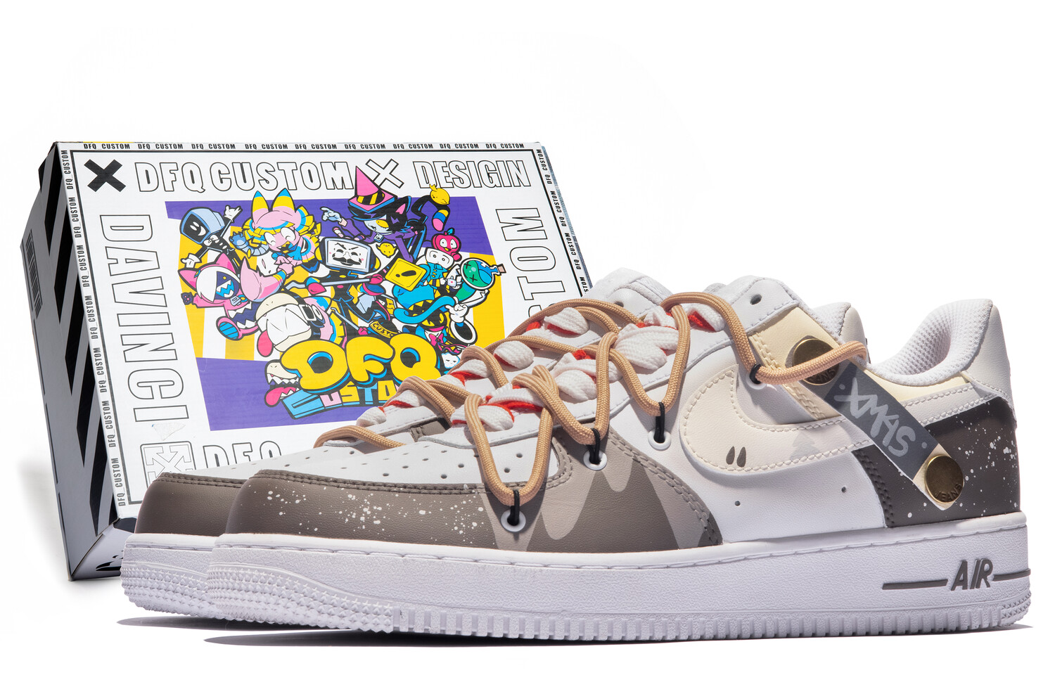 

Кроссовки Nike Air Force 1 Skateboard Shoes Men Low-Top Brown White/Black, Белый, Кроссовки Nike Air Force 1 Skateboard Shoes Men Low-Top Brown White/Black
