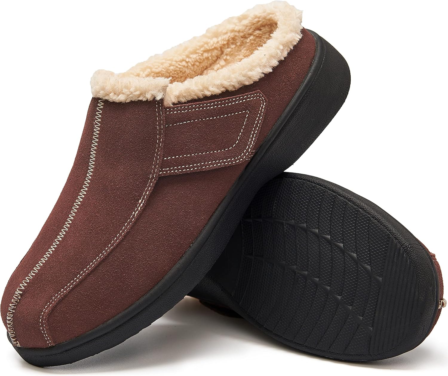 

Мужские домашние тапочки из замши с поддержкой свода стопы, противоскользящие (Размер: US 8-US 14.5) EVGLOW, темно-коричневый