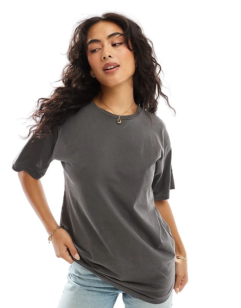 

Футболка длинная угольного цвета ASOS DESIGN