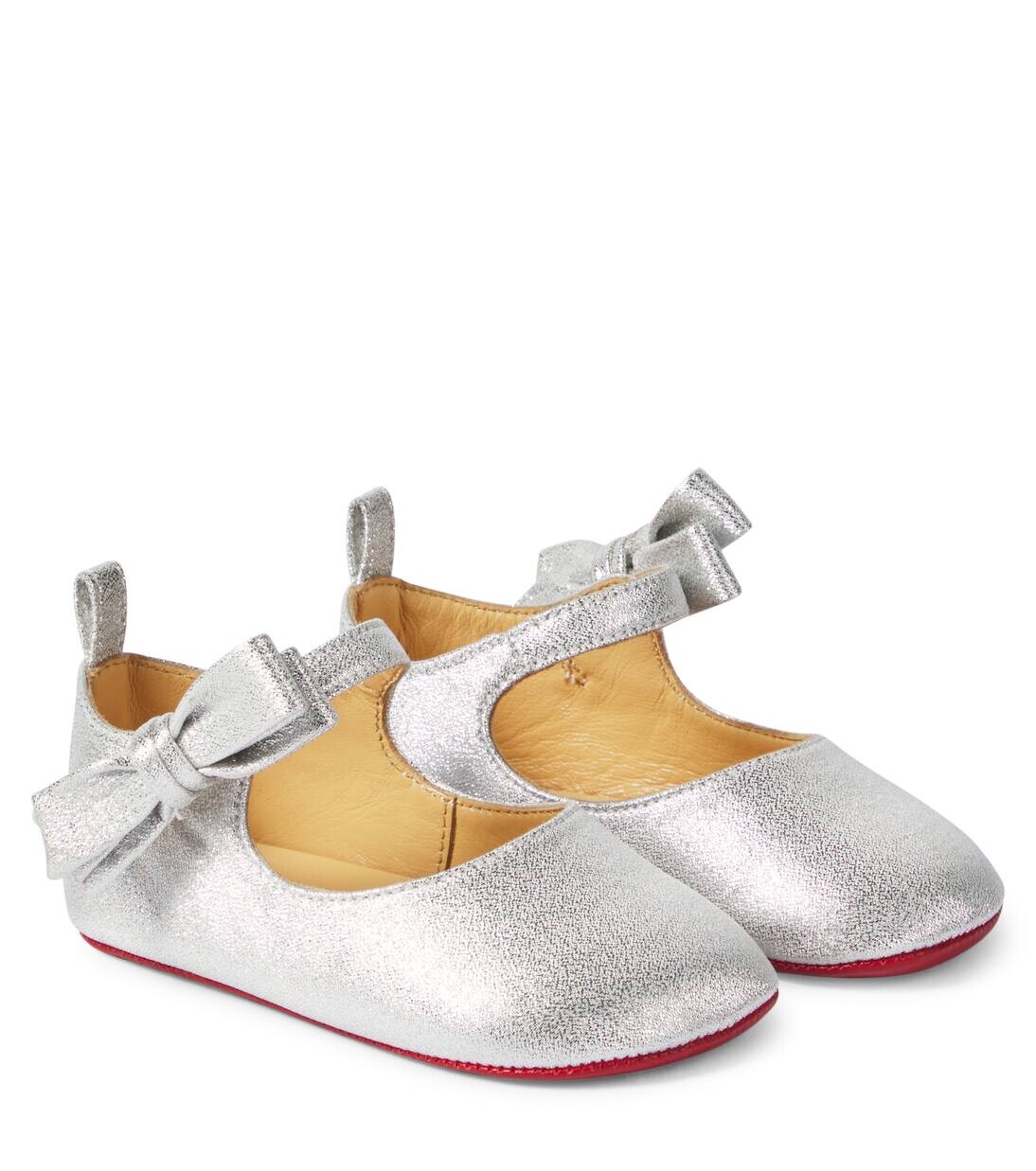 

Кожаные балетки Lou Babe Christian Louboutin Kids, серебряный