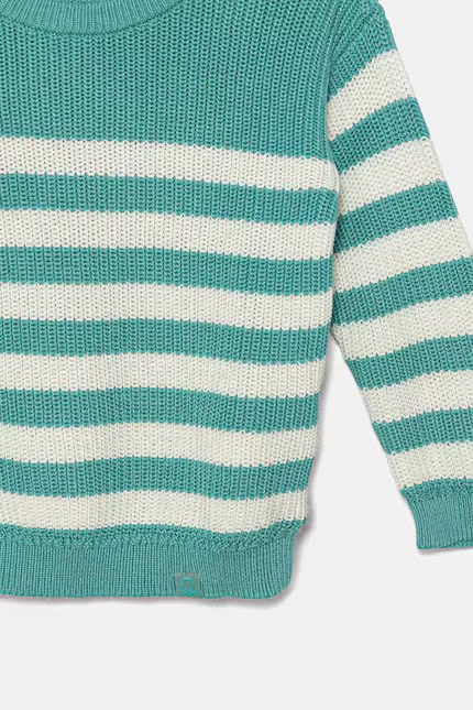 Свитер детский с вязаным узором United Colors of Benetton, бирюзовый — фото 3