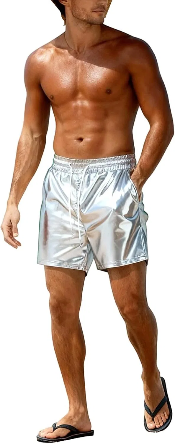 Шорты спортивные металлик Quick Dry, Silver