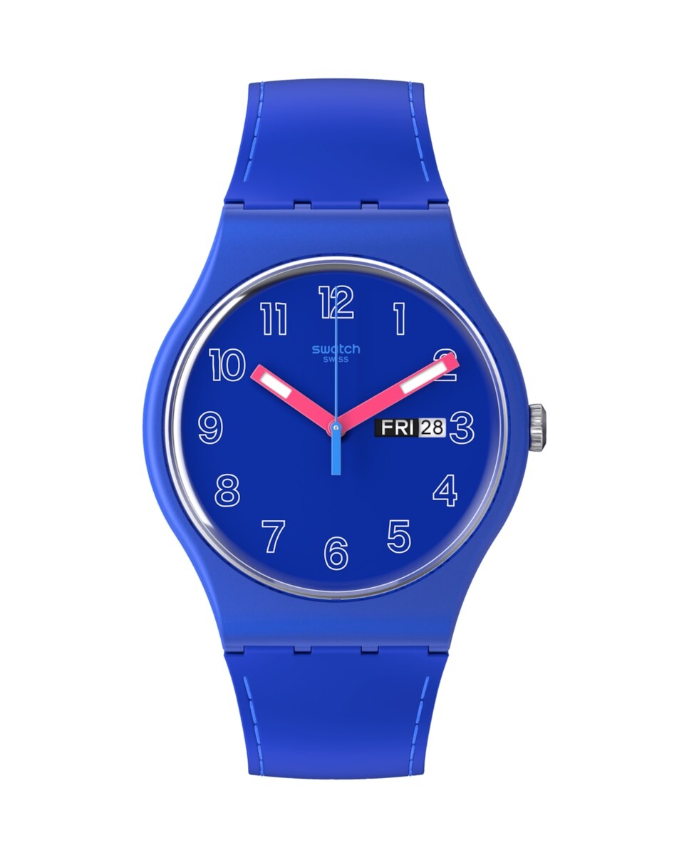 

Кобальтовые диско-часы с синим ремешком и циферблатом Swatch, синий