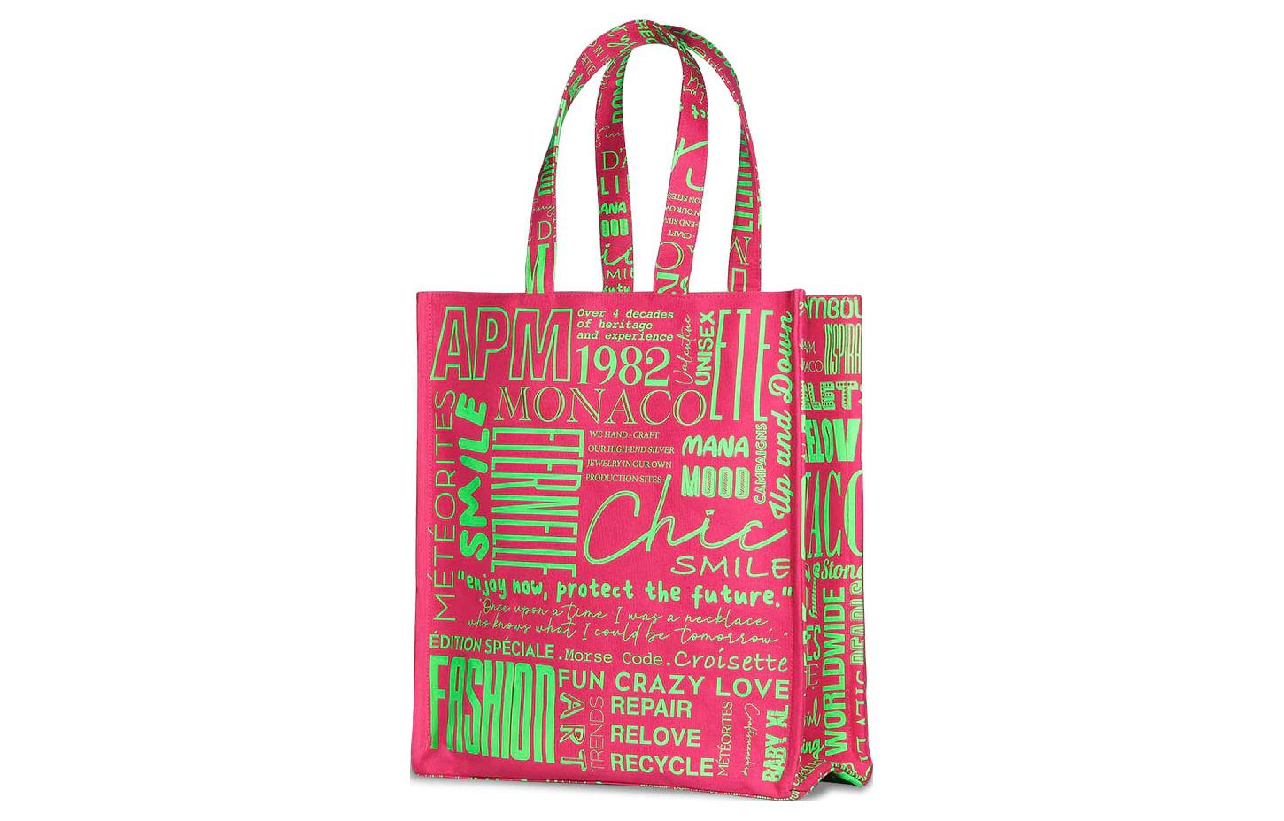 

Apm Monaco Холщовая сумка-шоппер, сумка для покупок, холщовая сумка, дамская сумочка, стандартная женская, розово-зеленая