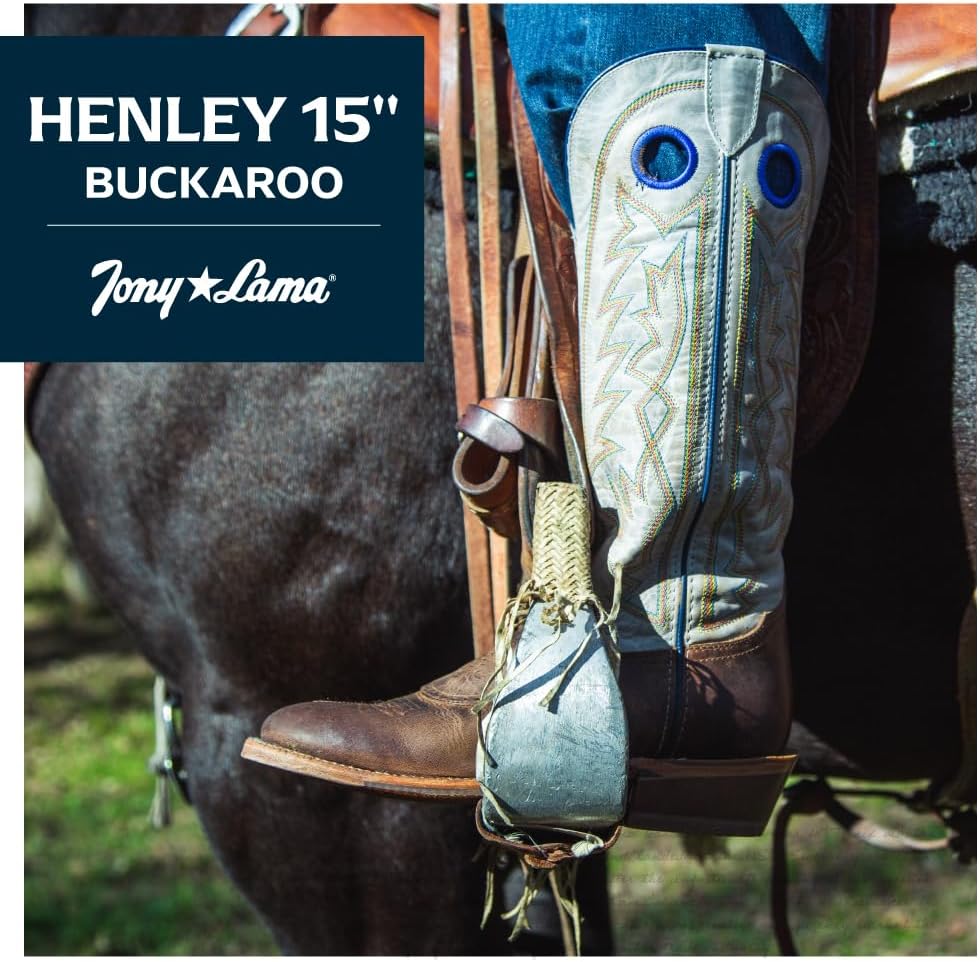 Мужские вестерн-сапоги Tony Lama Colburn Buckaroo - с отделкой Flame, кожа международного оранжевого цвета, широкий квадратный носок — фото 2