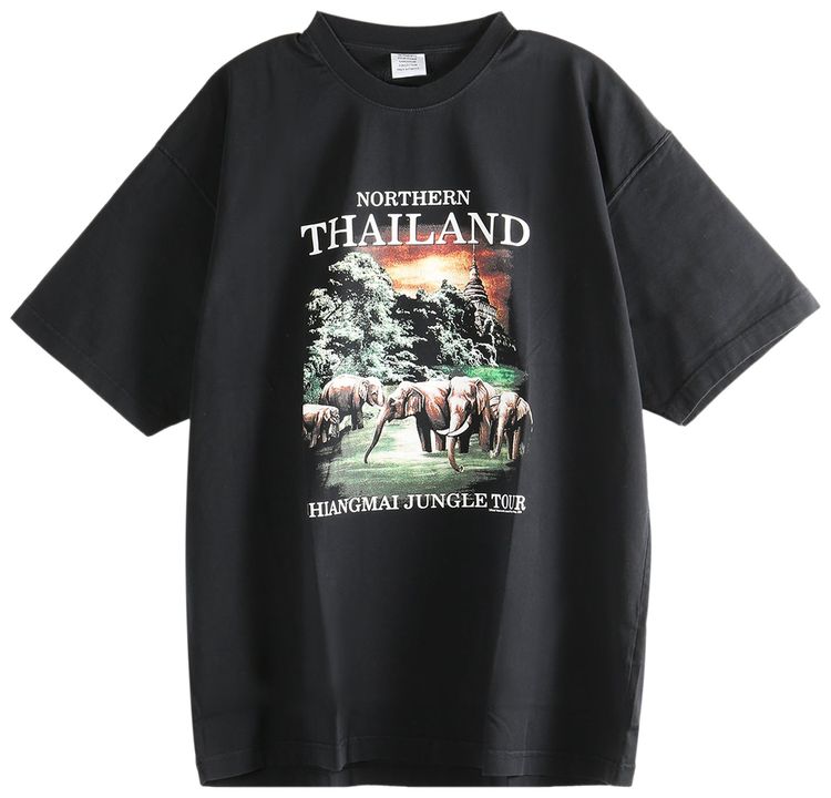 

Туристическая футболка Vetements Thailand, черная, Черный, Туристическая футболка Vetements Thailand, черная