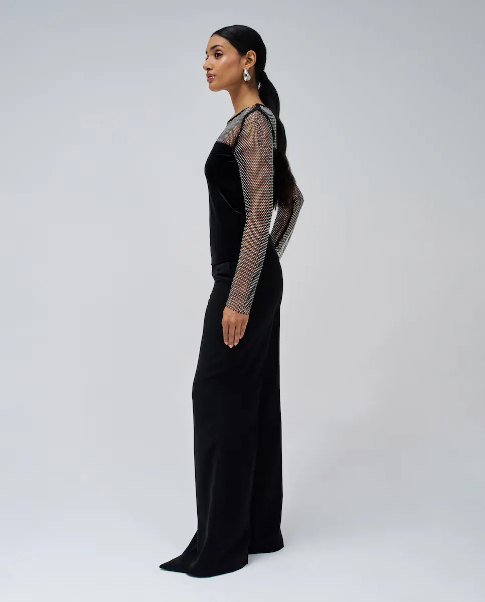 

Женский джемпер с блестками и прозрачностями Salsa Jeans, черный