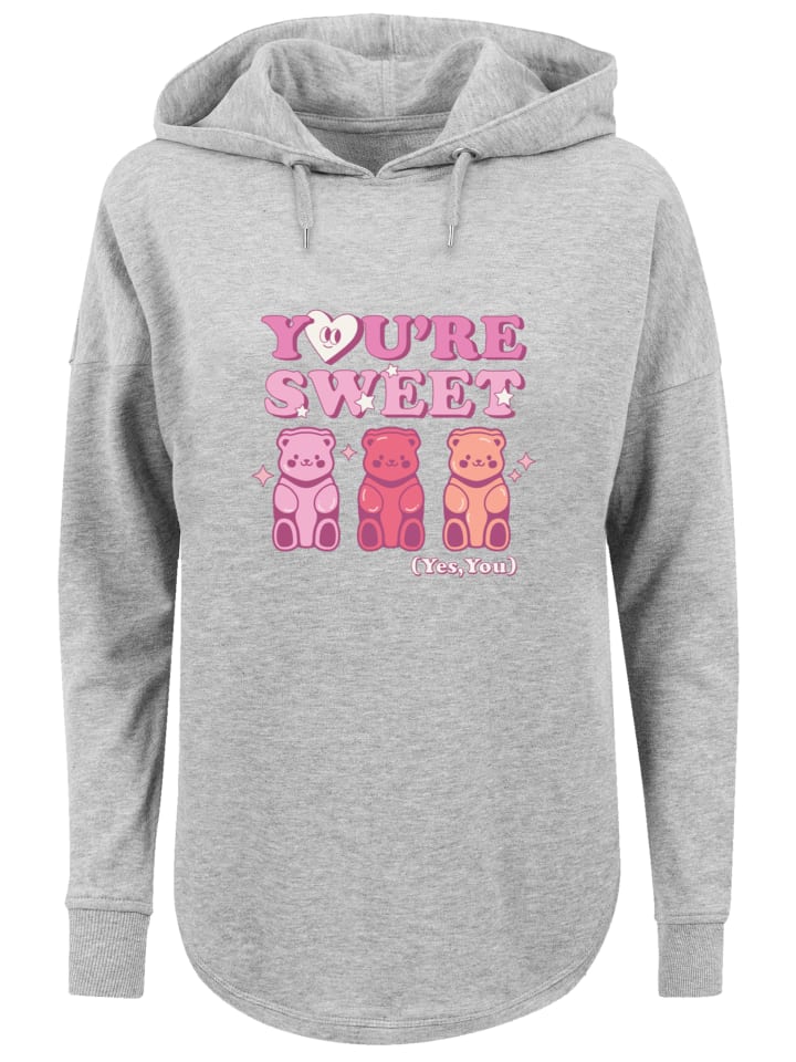 

Толстовка большого размера ко Дню святого Валентина с принтом Ты сладкий мармеладный мишка серого цвета F4NT4STIC