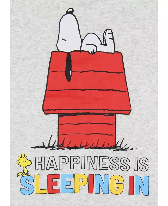 Пижамный комплект "Happiness Is Sleeping In" с Snoopy для девочек постарше Peanuts, серый — фото 3