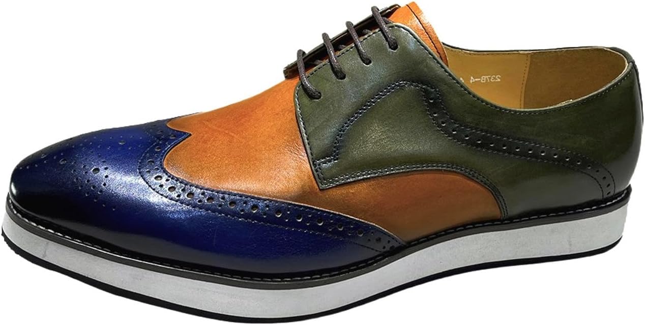 

Мужские туфли Santimon Wingtip Oxfords, Кожаные дерби с легкой амортизирующей подошвой, Деловая повседневная обувь для офиса и свадьбы, коричневый
