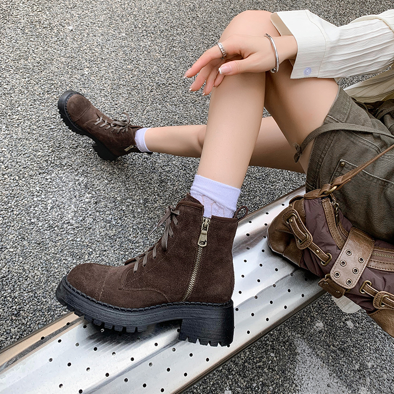 Yeezyy Reezy Короткие женские ботинки мартина коричневые, цвет Brown — фото 3