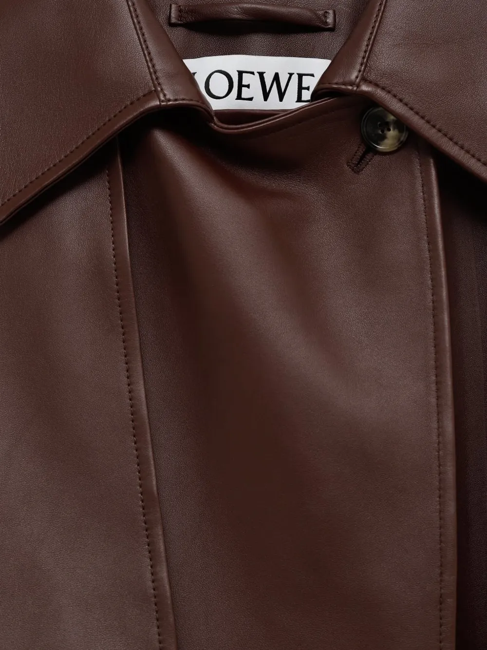 Кожаная куртка с поясом Loewe, коричневый — фото 3