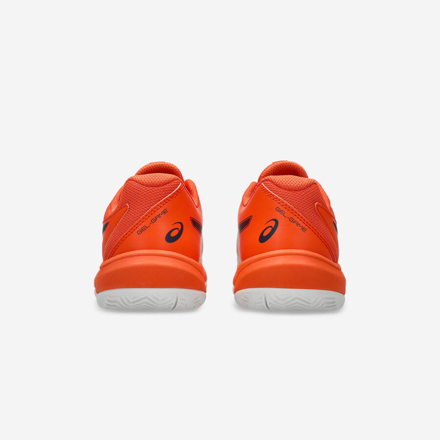 Детские теннисные кроссовки для грунтовых кортов - Asics Gel Game 10 оранжево-синие — фото 4